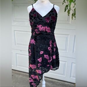Lulus velvet straps dress asymmetrical hem size M